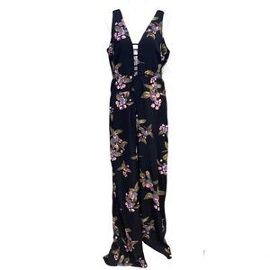 Abbeline Black Blueberry Wide Leg Jumpsuit Medium